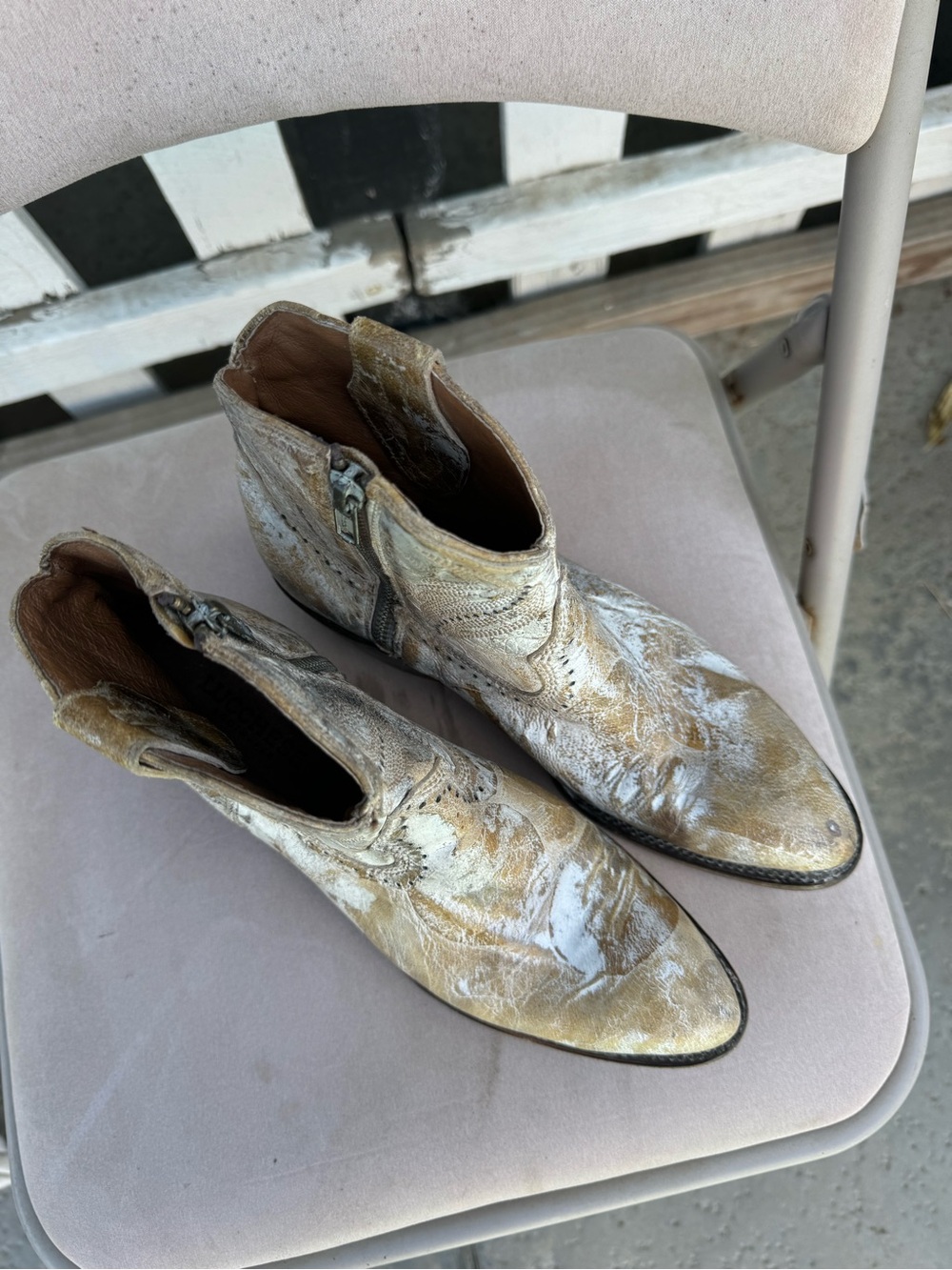 Lucchese leather cowgirl boots distressed size 8 - Picture 10 of 11